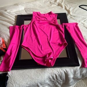 Hot pink body suite 1X